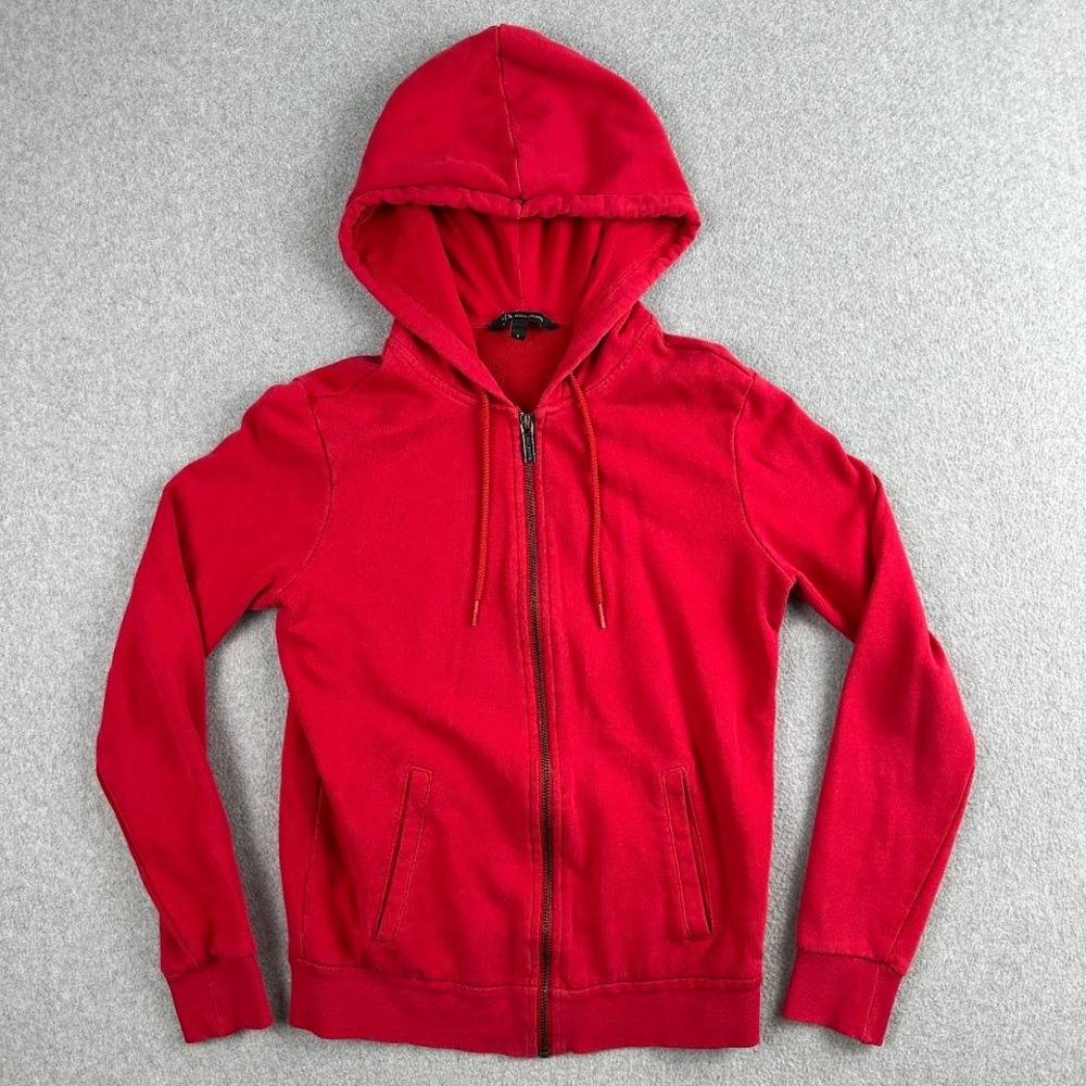 Armani Exchange Full Zip‎ Hoodie Red Cotton Blend Logo Men's Size Small Casual